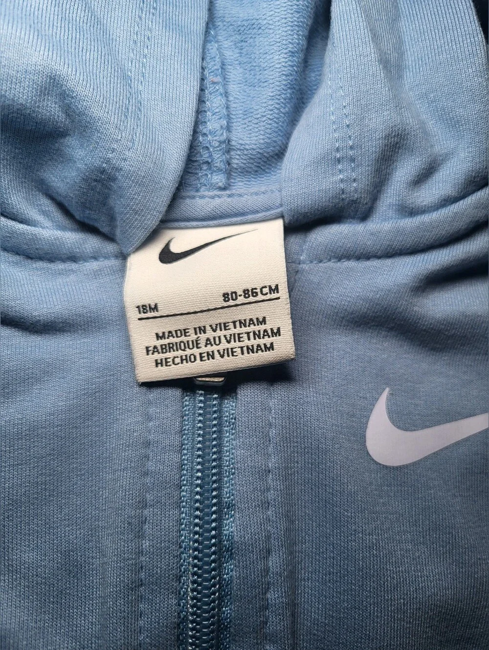 Nike Baby Blue Hooded Zip One-Piece